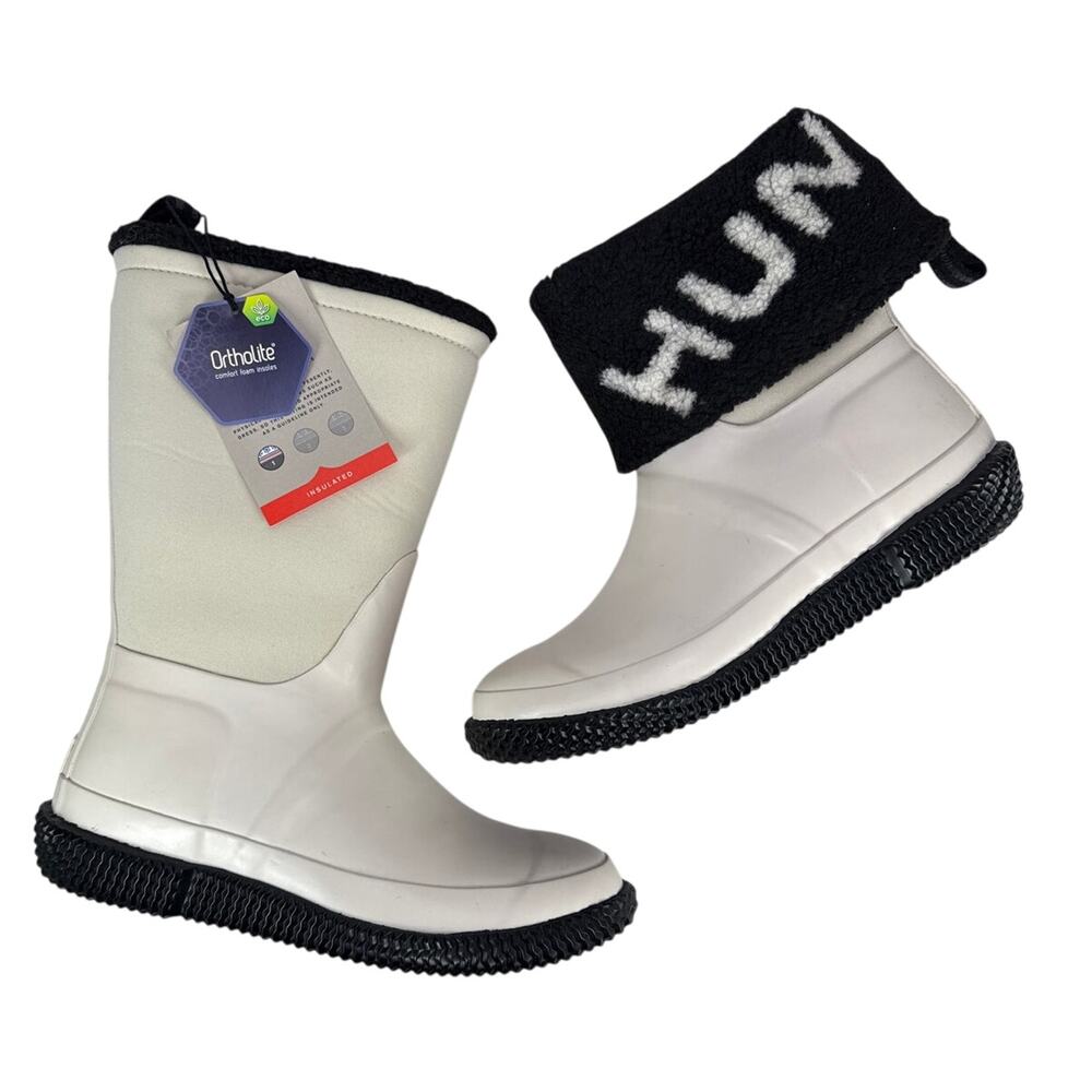 Hunter Original Slipper Snow Boot Womens 10 Insulated Foldable Cuff White Willow